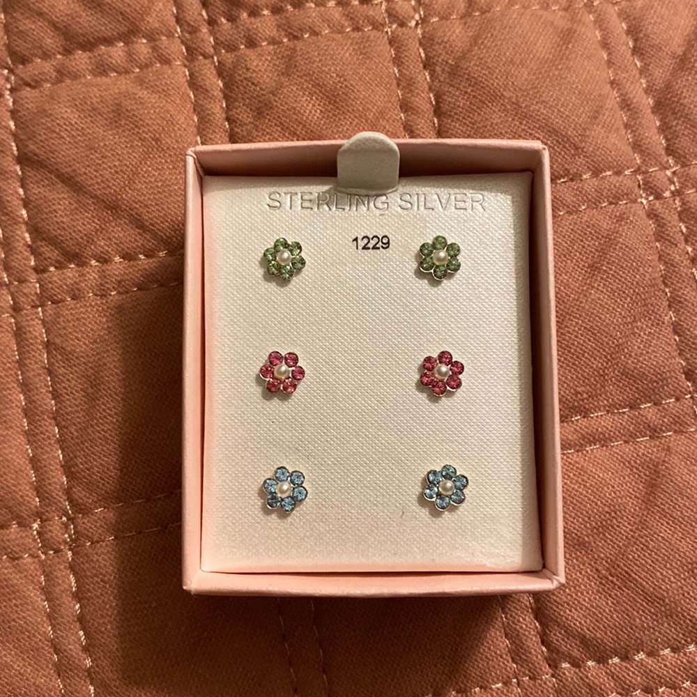 Sterling Silver Flower Earrings